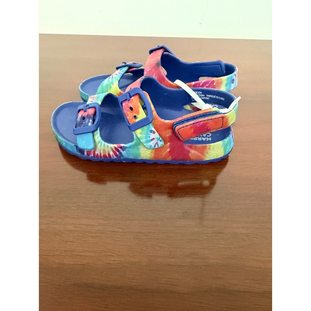 Harper Canyon SageEVA Rainbow Tie Dye Double Buckle Sandals Toddler Boys Sze 10M
